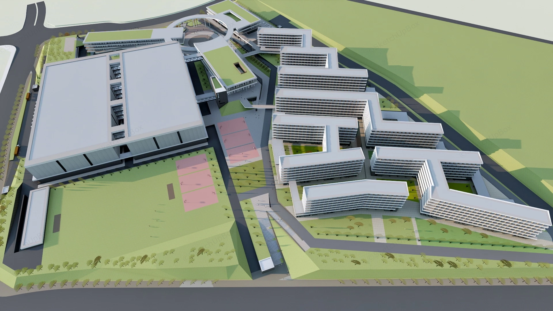 Modern Industrial Park Master Plan sketchup model preview - SketchupBox