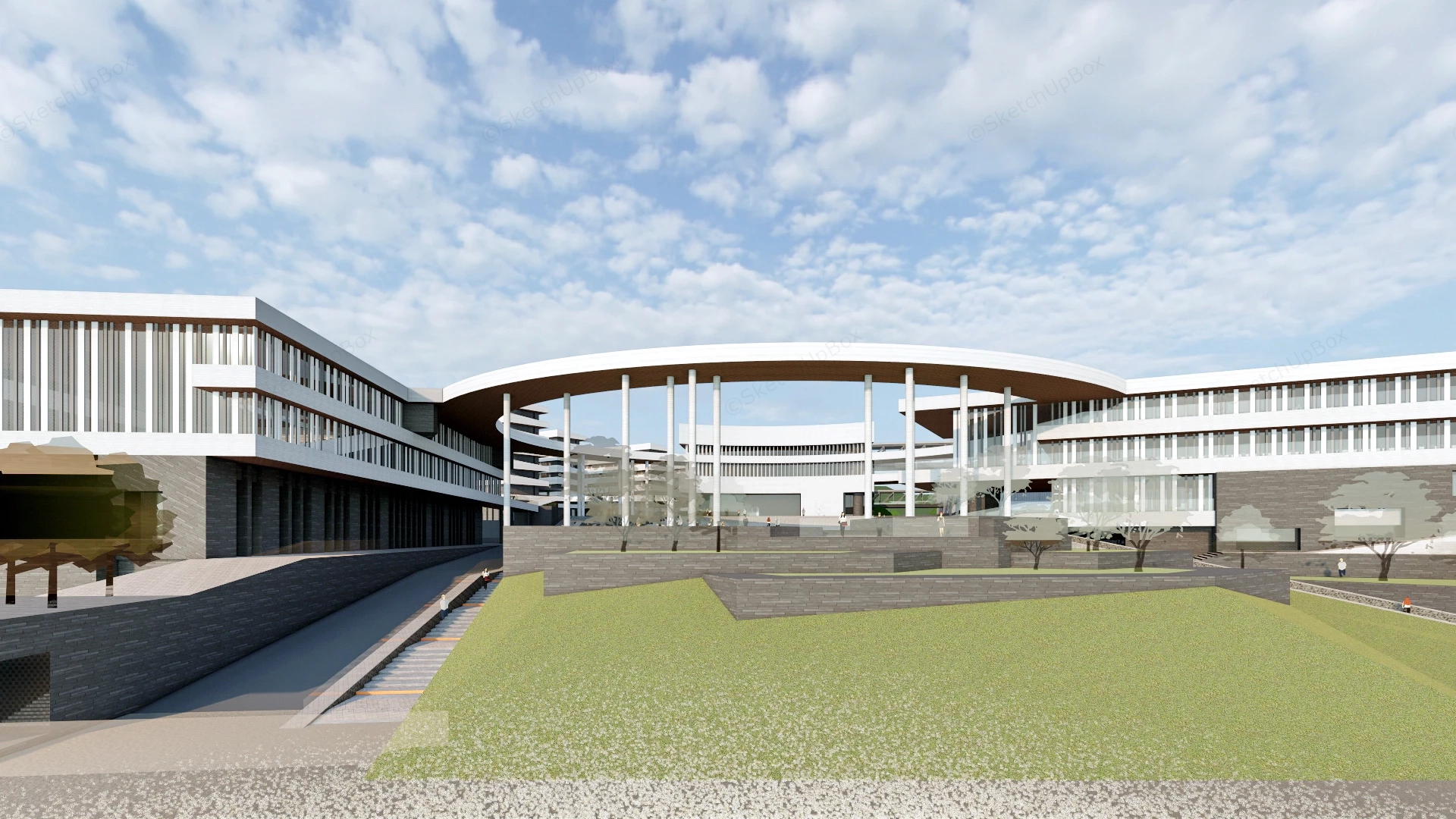 Modern Industrial Park Master Plan sketchup model preview - SketchupBox