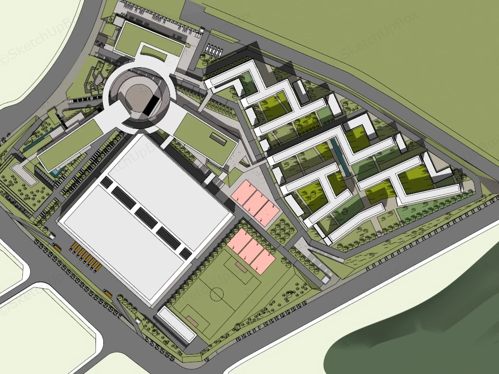 Modern Industrial Park Master Plan sketchup model preview - SketchupBox