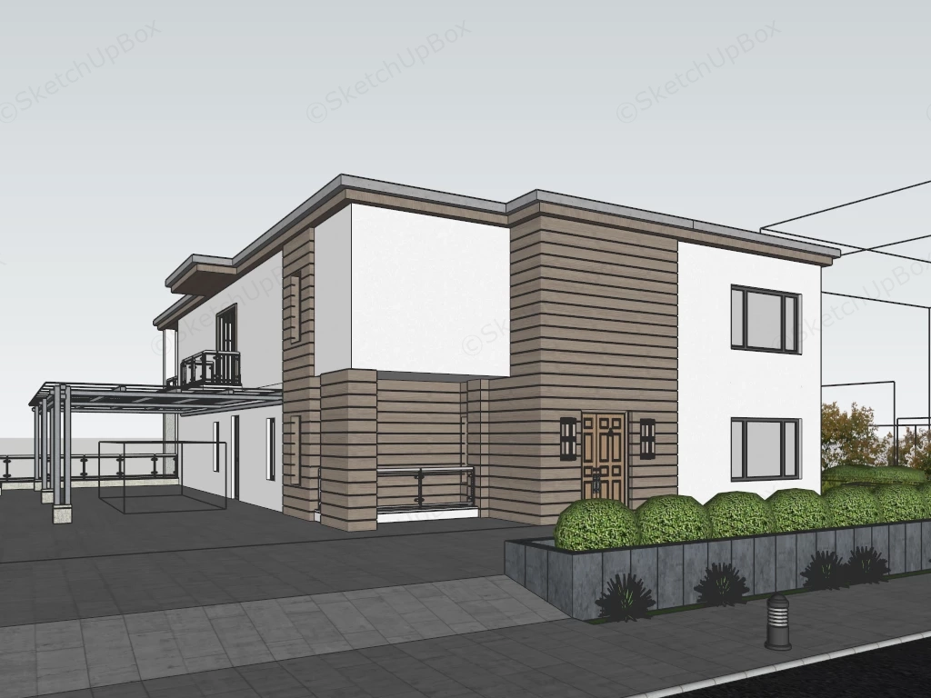 Contemporary Country House Exterior sketchup model preview - SketchupBox