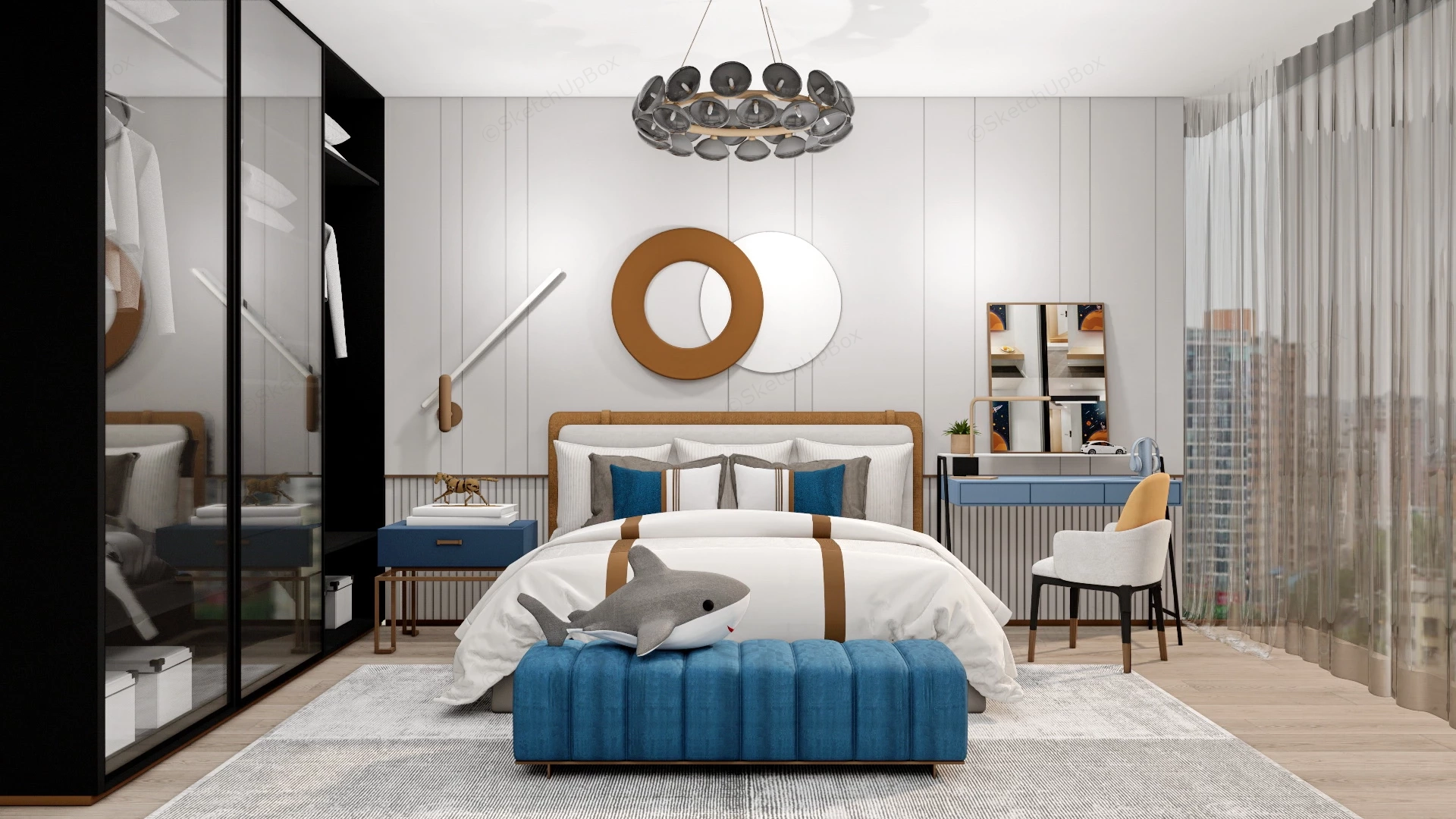 Luxury Teenage Boy Bedroom sketchup model preview - SketchupBox