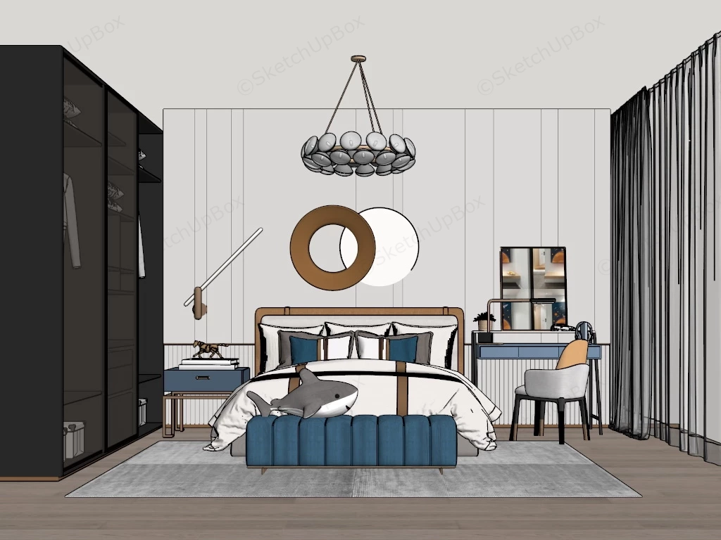 Luxury Teenage Boy Bedroom sketchup model preview - SketchupBox