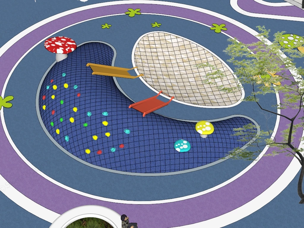Playground With Slides And Sandpit sketchup model preview - SketchupBox