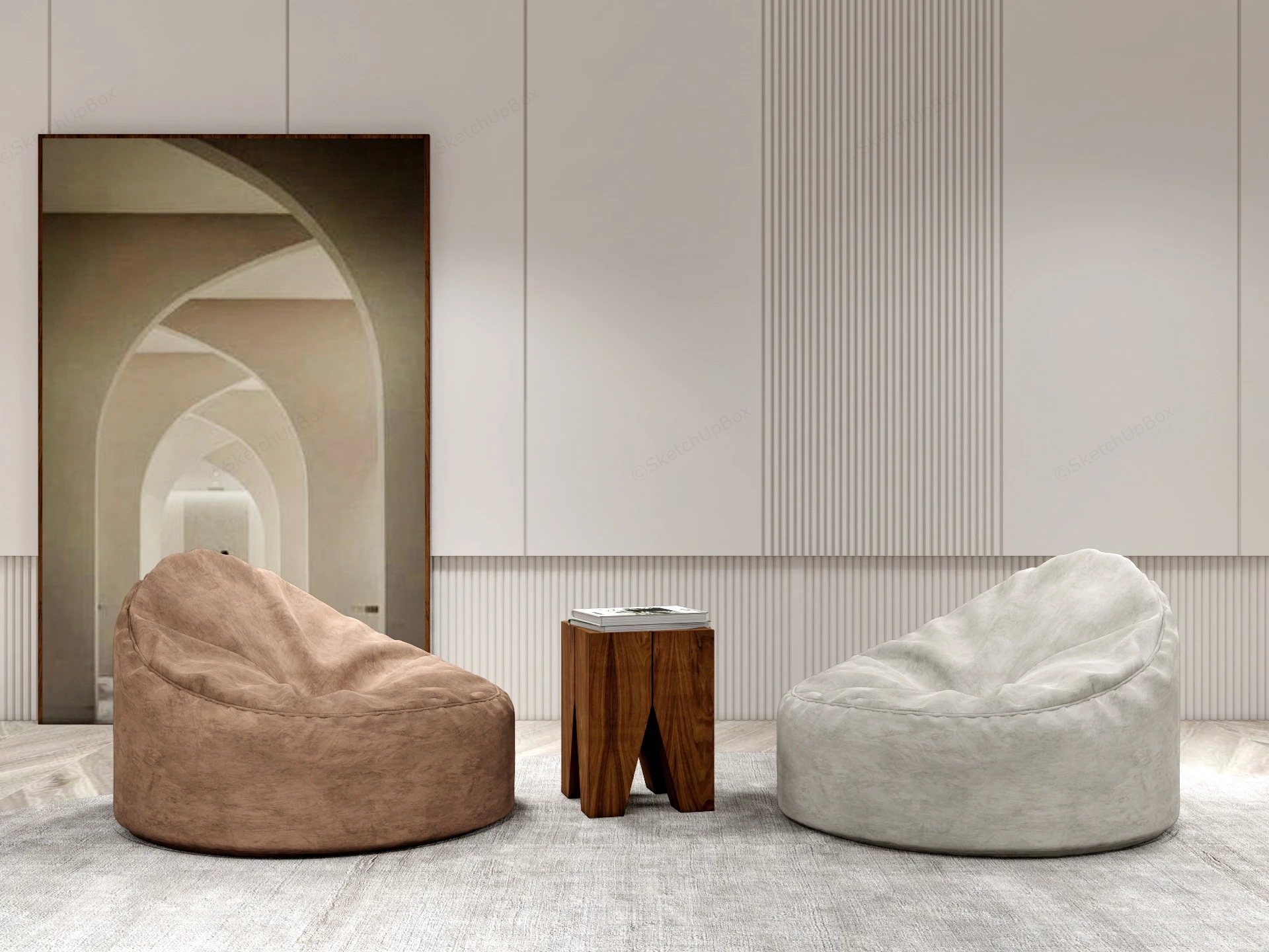 Bean Bag Accent Chairs Set sketchup model preview - SketchupBox