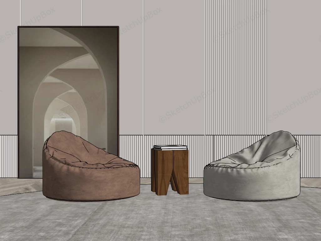 Bean Bag Accent Chairs Set sketchup model preview - SketchupBox