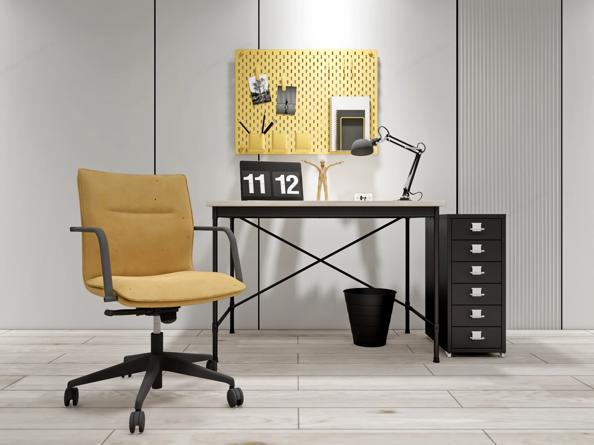 Industrial Home Office Desk Set sketchup model preview - SketchupBox