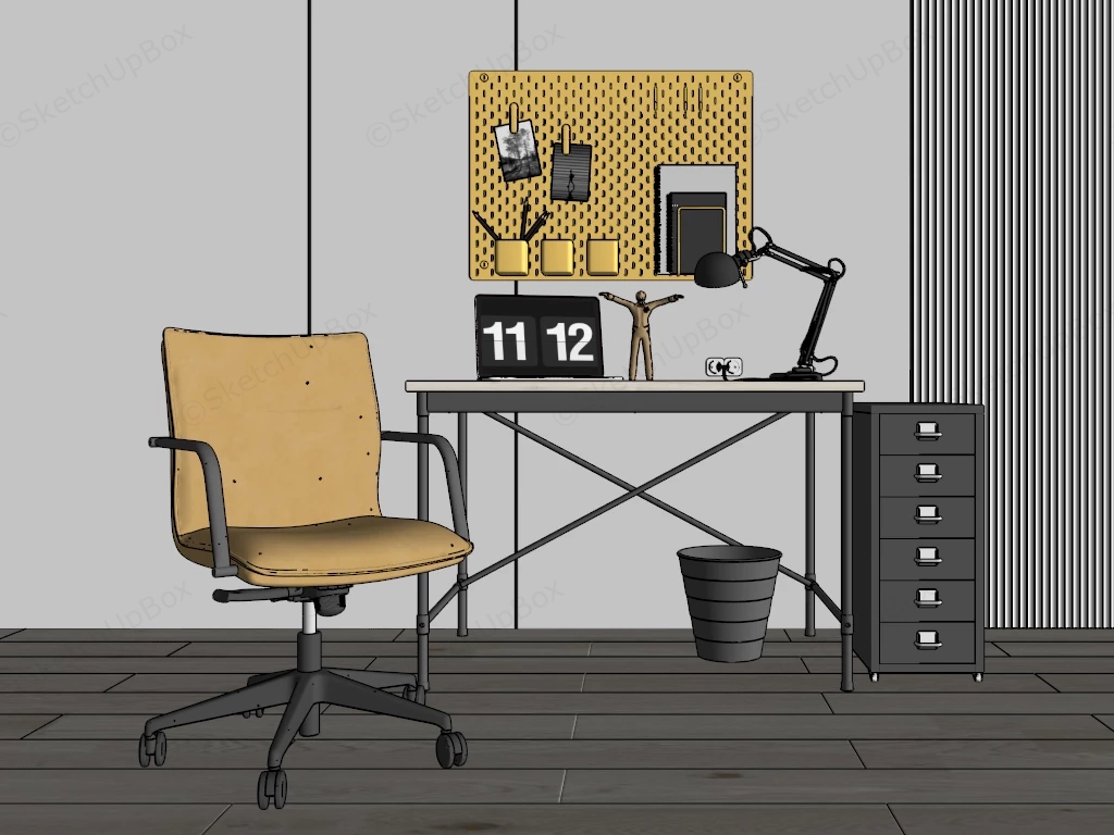Industrial Home Office Desk Set sketchup model preview - SketchupBox