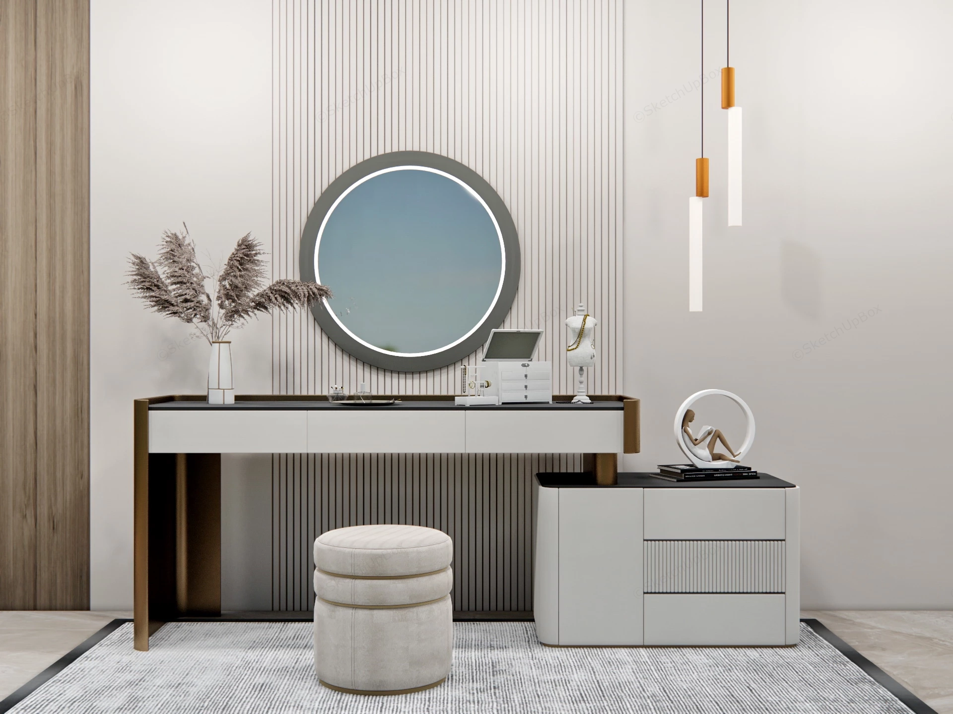 Modern Luxury Makeup Vanity sketchup model preview - SketchupBox