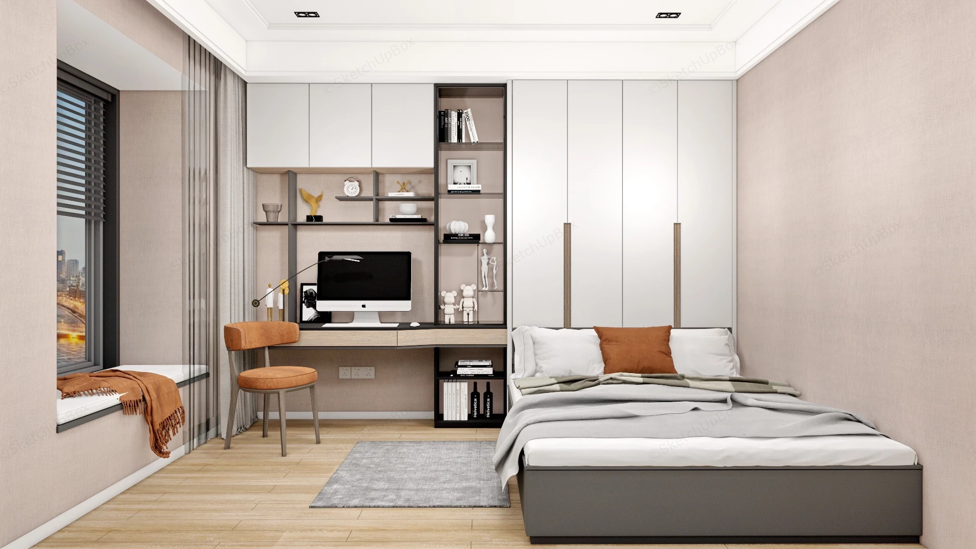 Small Space Teenage Bedroom Design sketchup model preview - SketchupBox