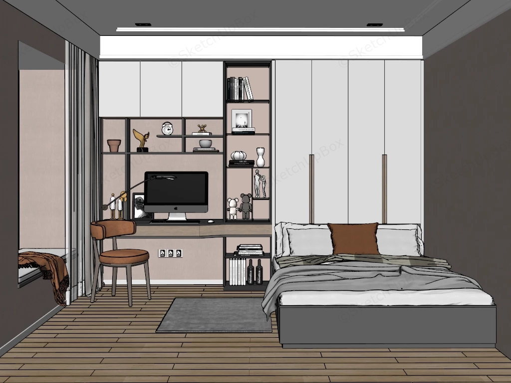 Small Space Teenage Bedroom Design sketchup model preview - SketchupBox