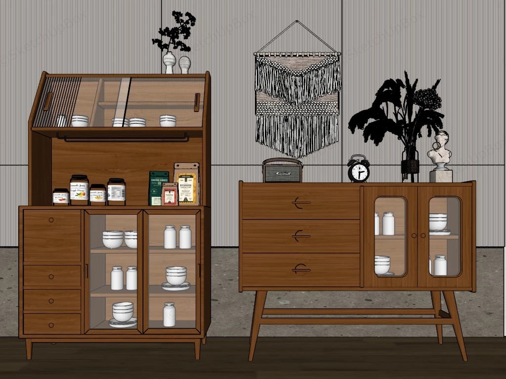 Modern Sideboard Buffet Cabinets sketchup model preview - SketchupBox