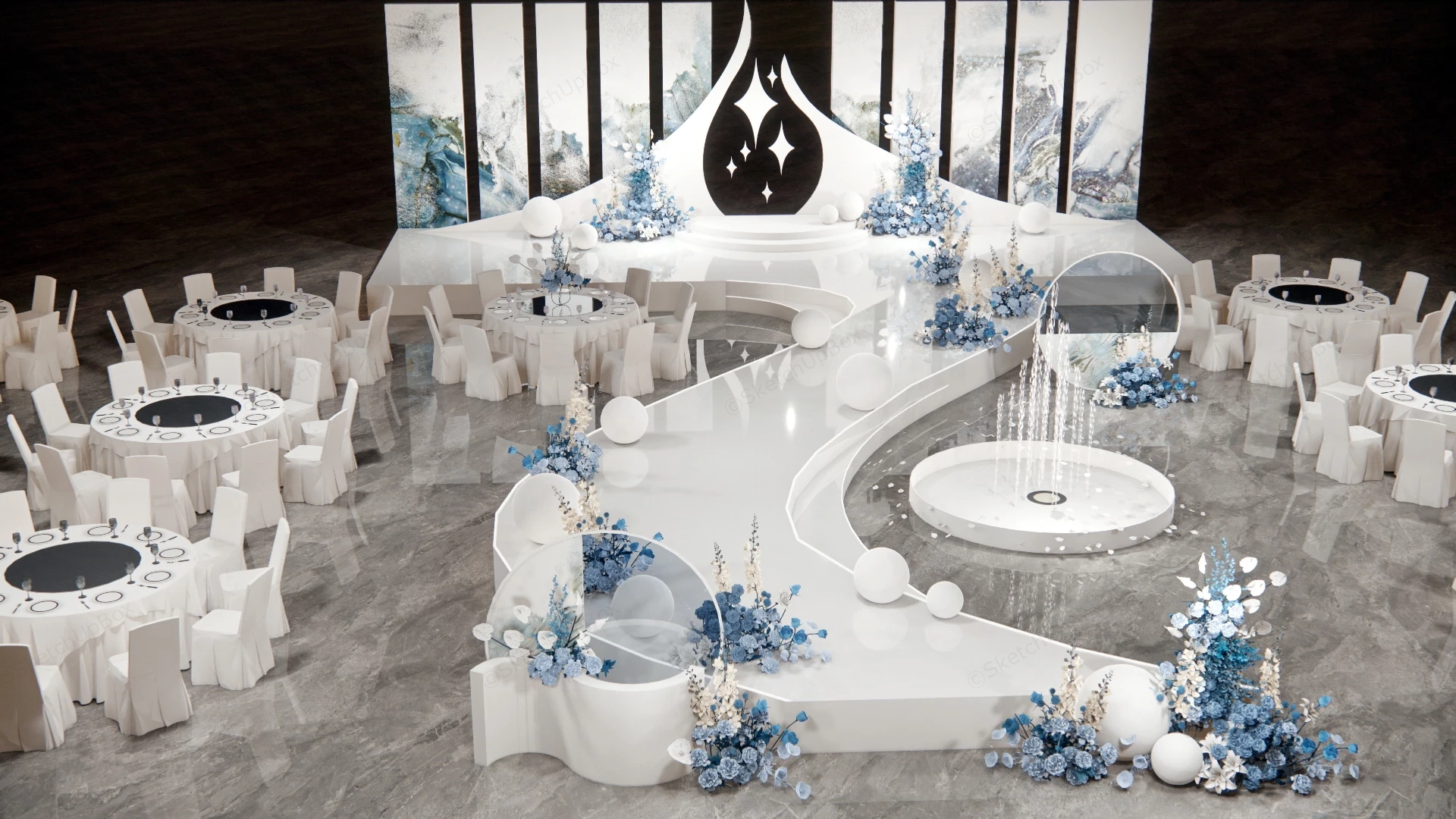 Dreamlike White Wedding Ideas sketchup model preview - SketchupBox