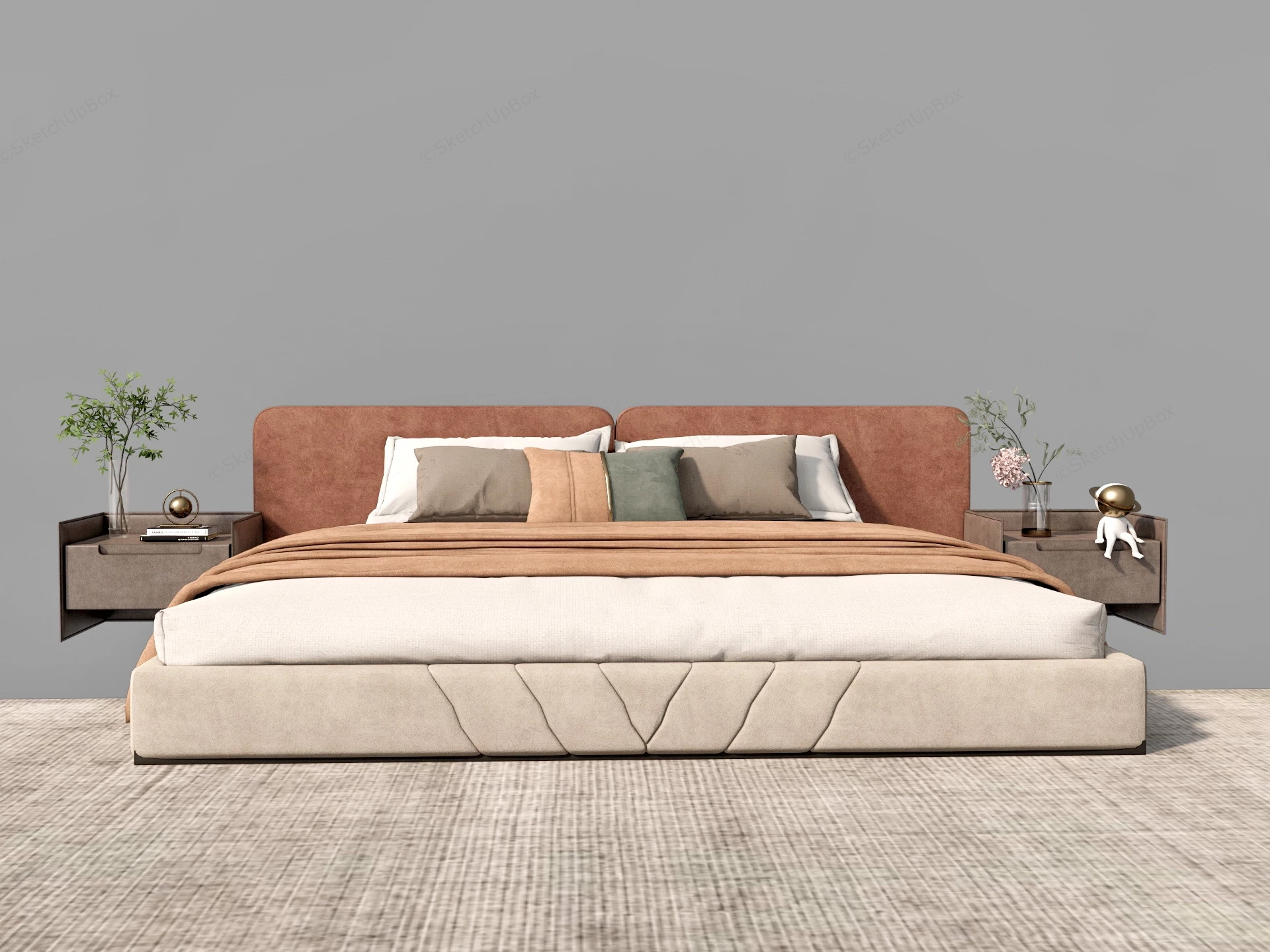 Modern Low Platform Bed sketchup model preview - SketchupBox