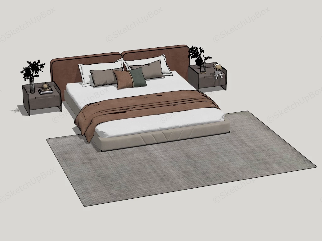 Modern Low Platform Bed sketchup model preview - SketchupBox