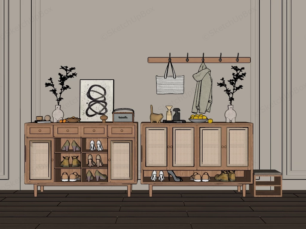 Rattan Shoe Storage Cabinets sketchup model preview - SketchupBox