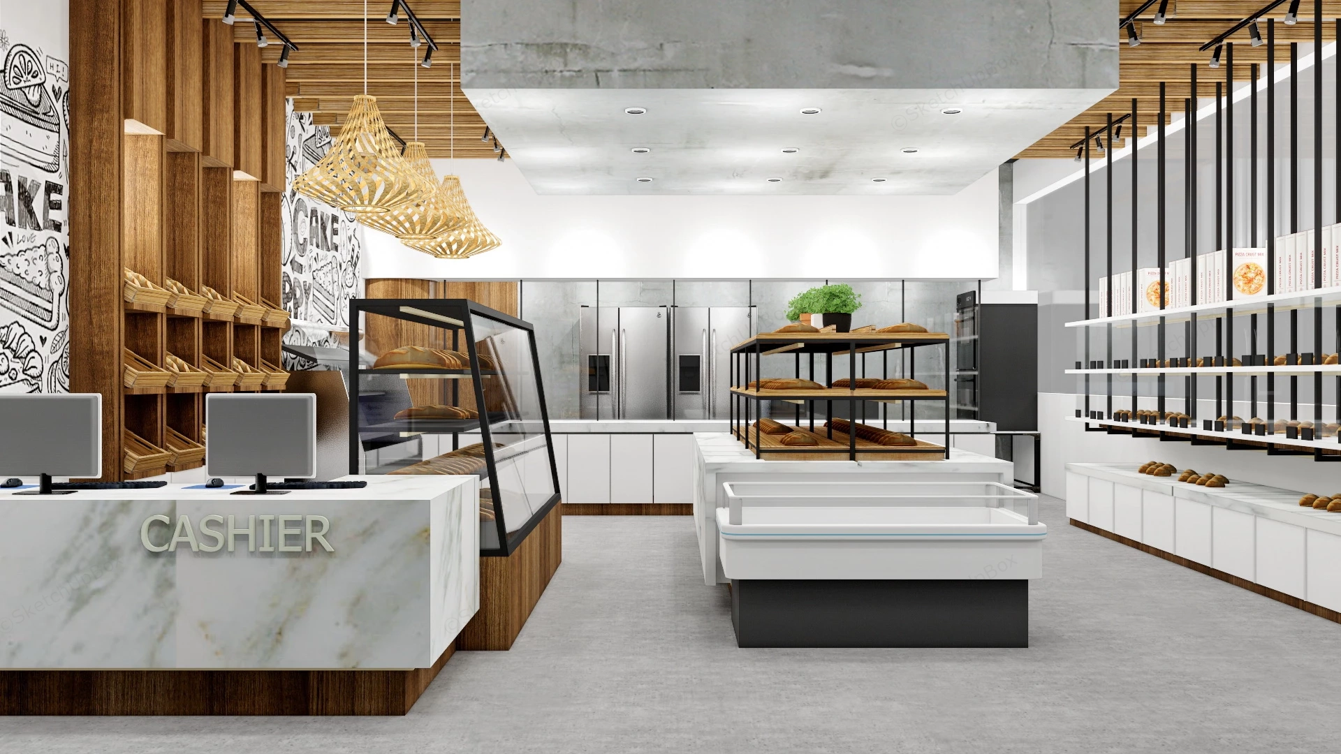 Industrial Style Bakery Design sketchup model preview - SketchupBox