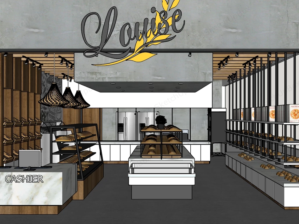 Industrial Style Bakery Design sketchup model preview - SketchupBox