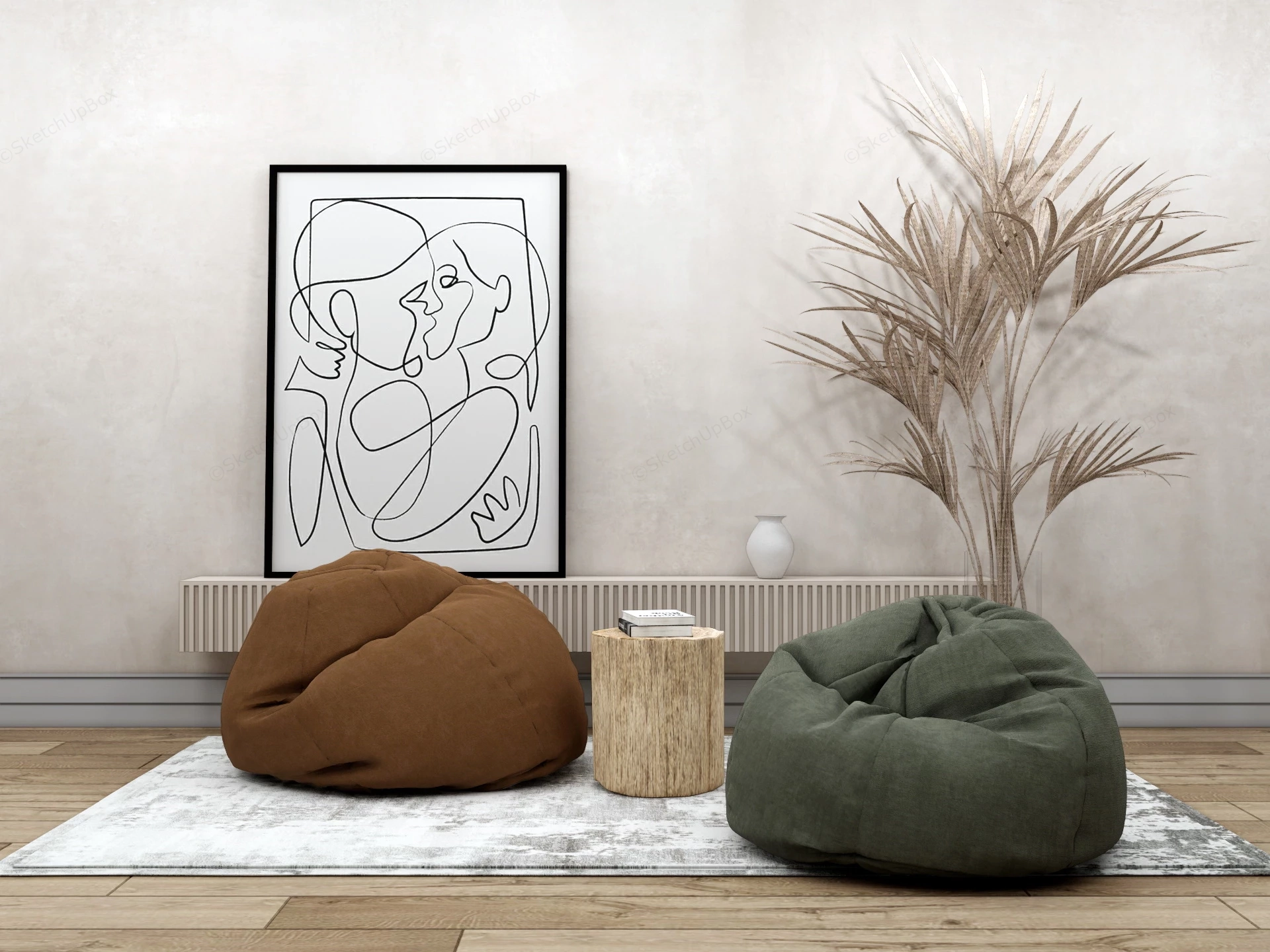 Wabi Sabi Bean Bag Set sketchup model preview - SketchupBox