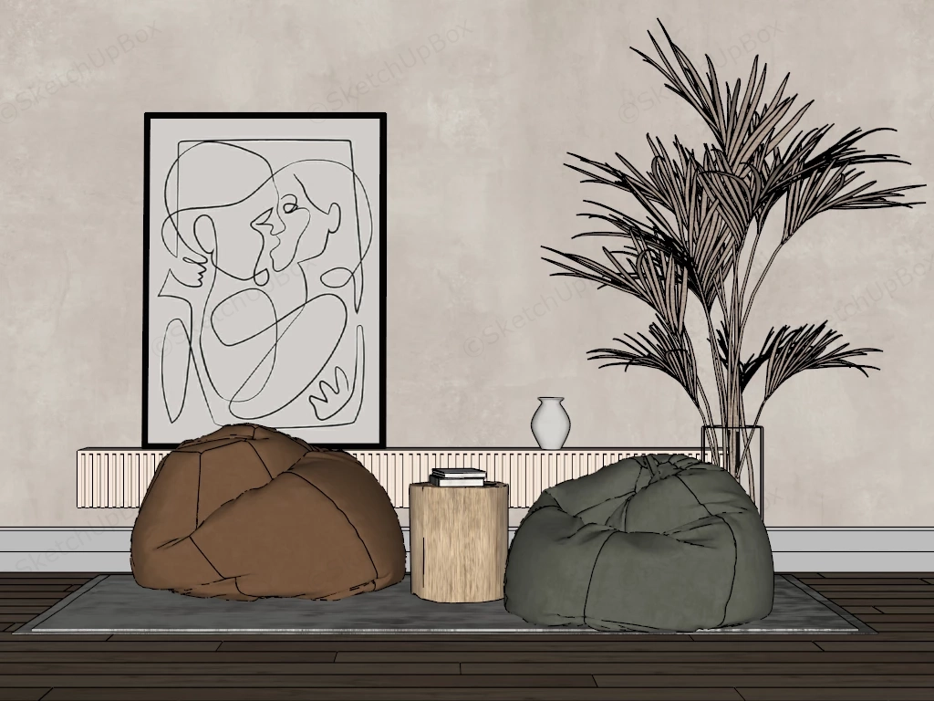 Wabi Sabi Bean Bag Set sketchup model preview - SketchupBox