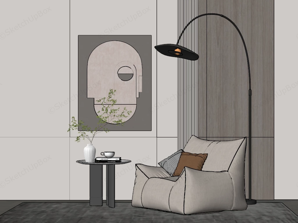 Fabric Accent Chair And Table Set sketchup model preview - SketchupBox