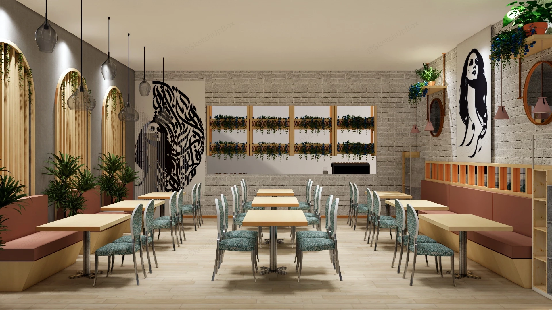 Small Restaurant Design Ideas sketchup model preview - SketchupBox