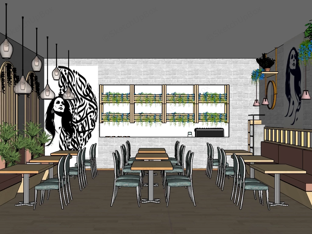 Small Restaurant Design Ideas sketchup model preview - SketchupBox