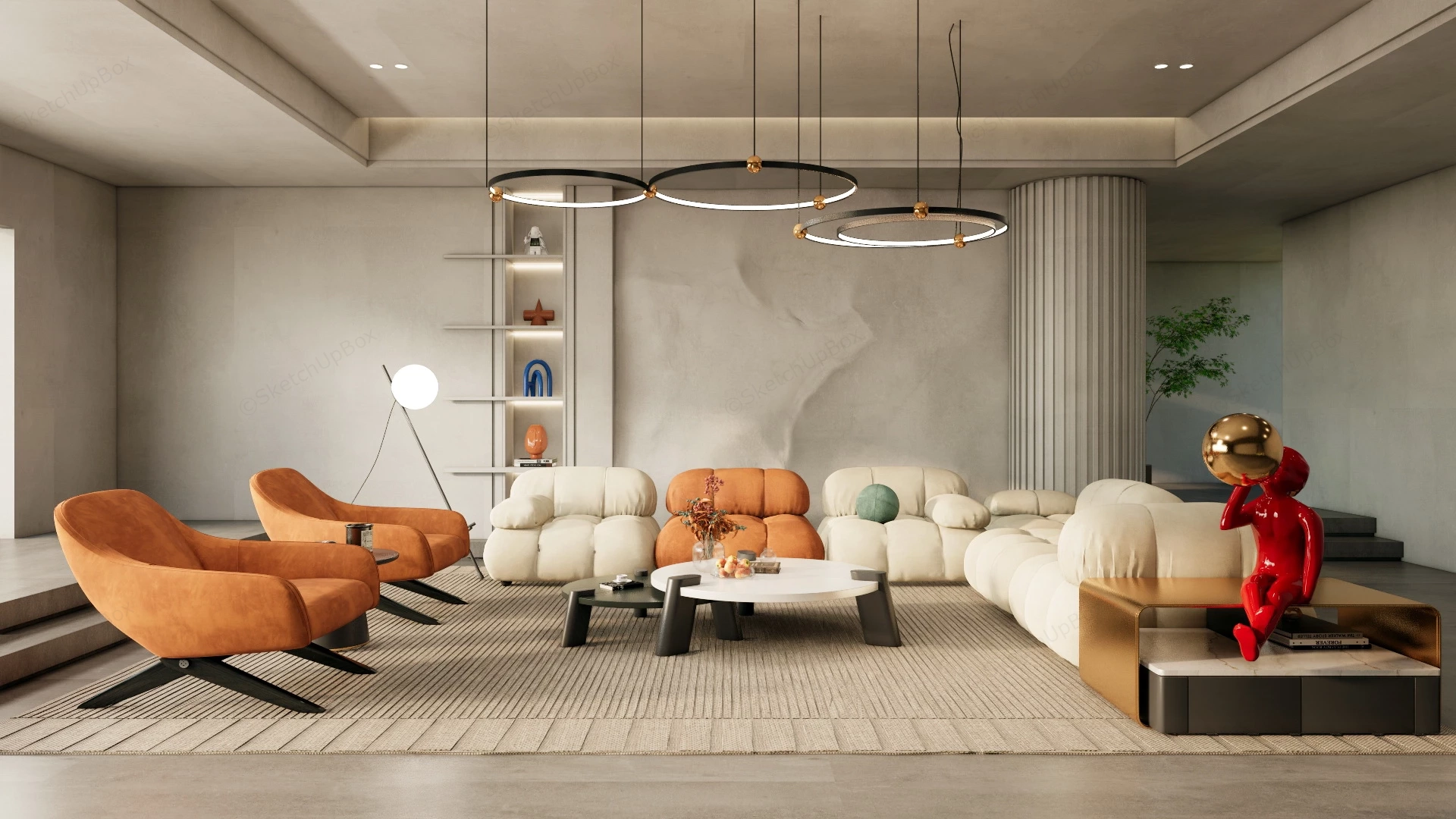 Relaxing Zen Living Room Design sketchup model preview - SketchupBox