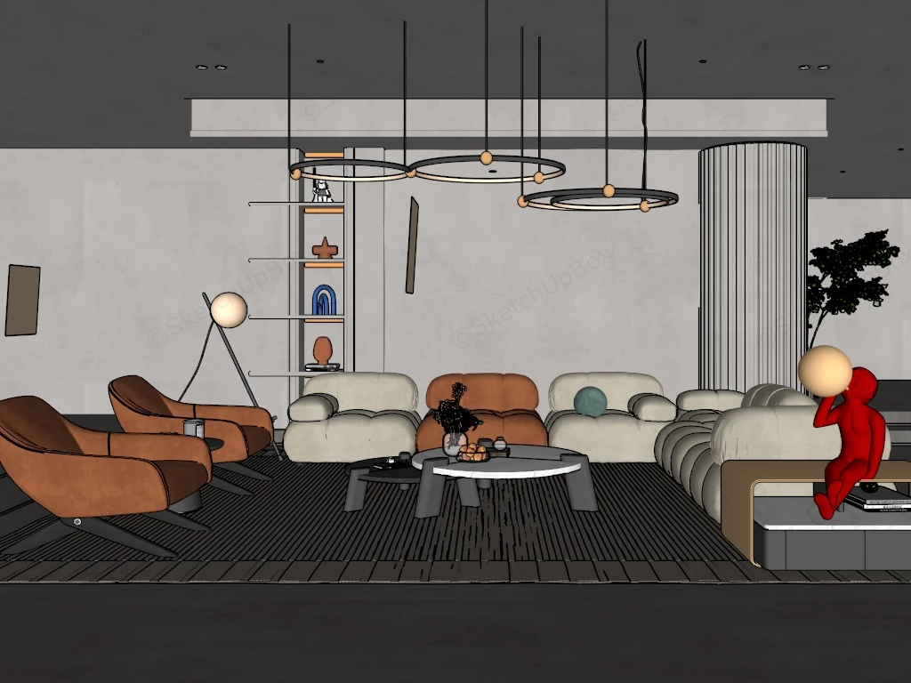 Relaxing Zen Living Room Design sketchup model preview - SketchupBox