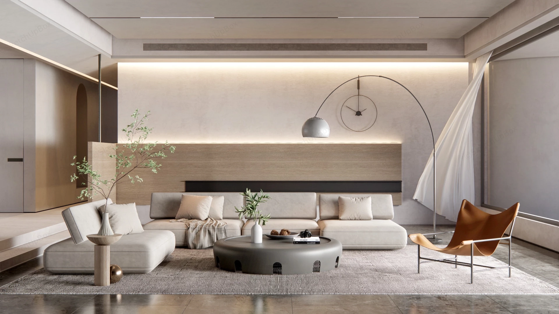 Cozy Neutral Living Room Ideas sketchup model preview - SketchupBox