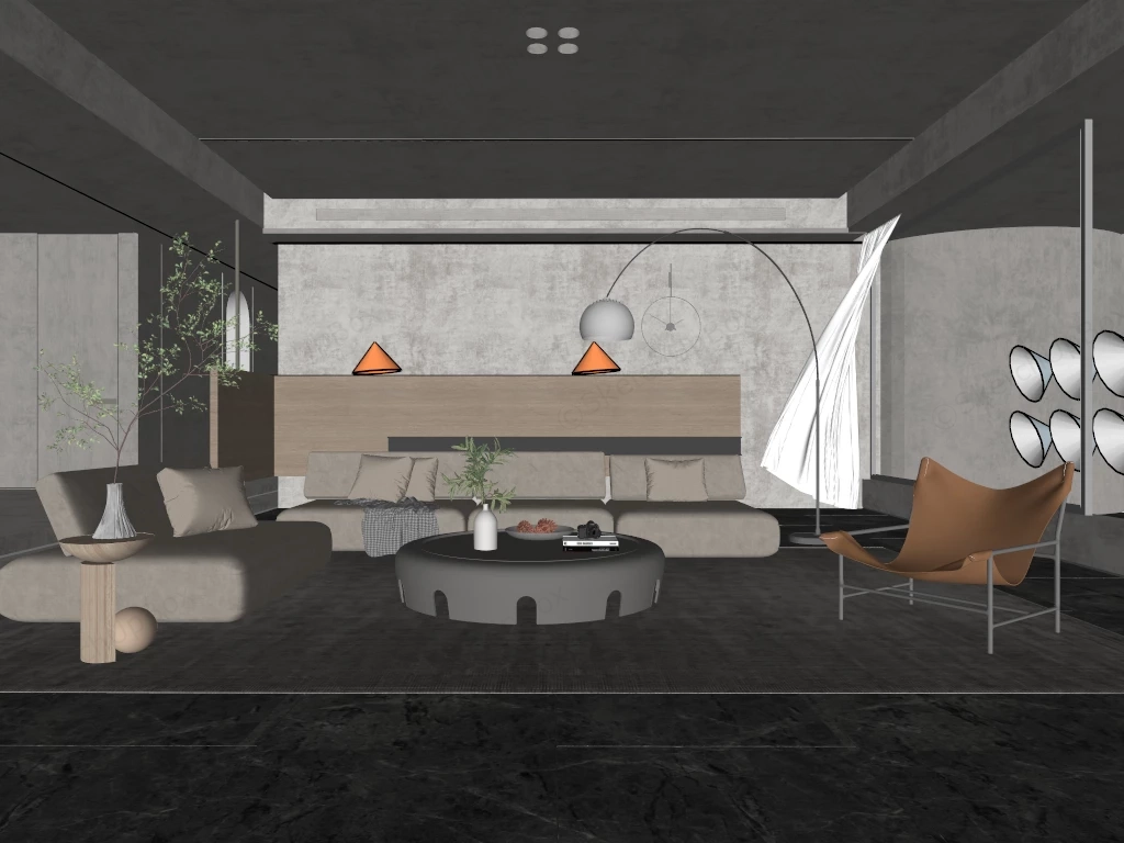 Cozy Neutral Living Room Ideas sketchup model preview - SketchupBox