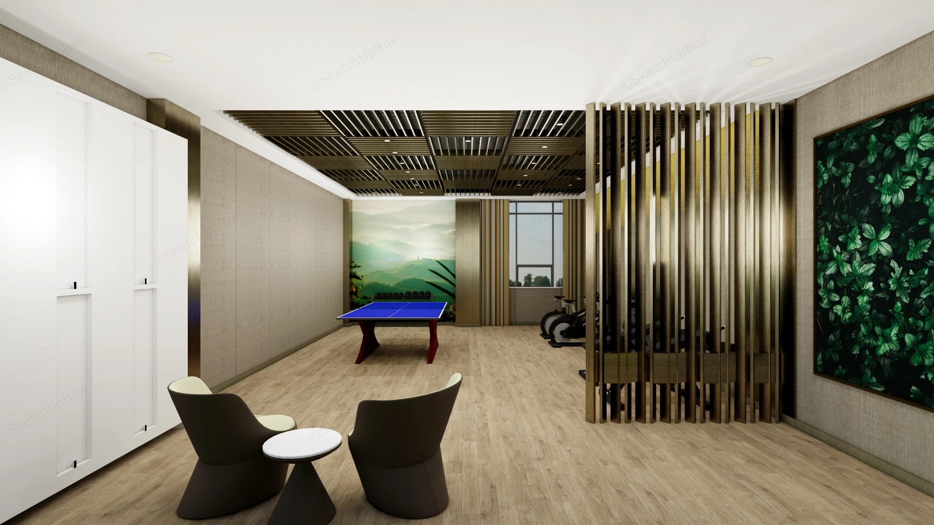 Small Office Gym Room sketchup model preview - SketchupBox