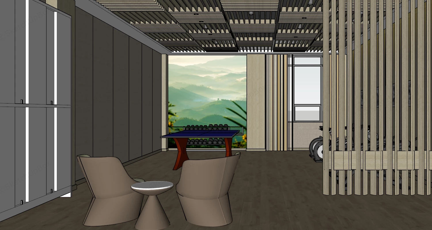 Small Office Gym Room sketchup model preview - SketchupBox
