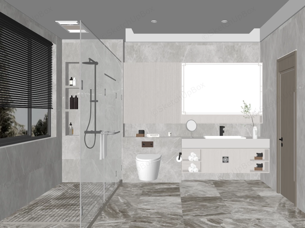 Light Grey Marble Bathroom sketchup model preview - SketchupBox