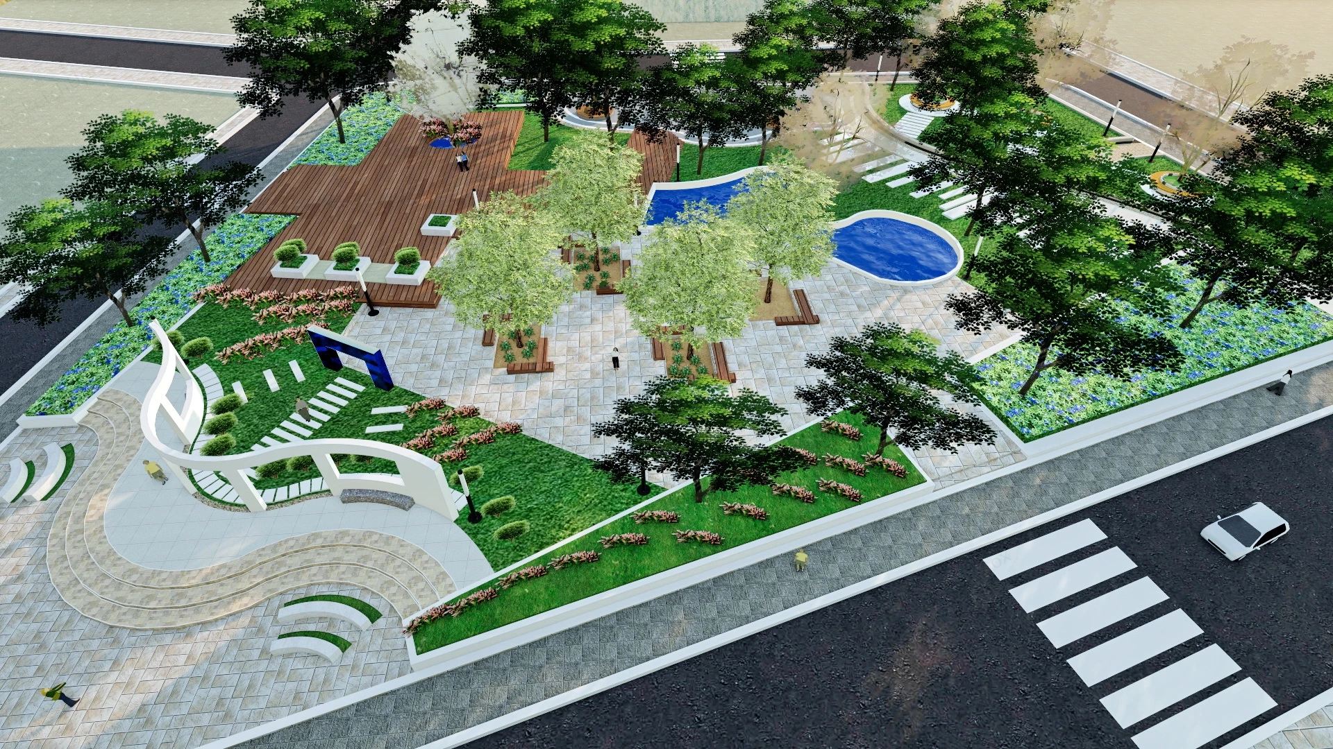 Small Urban Park sketchup model preview - SketchupBox