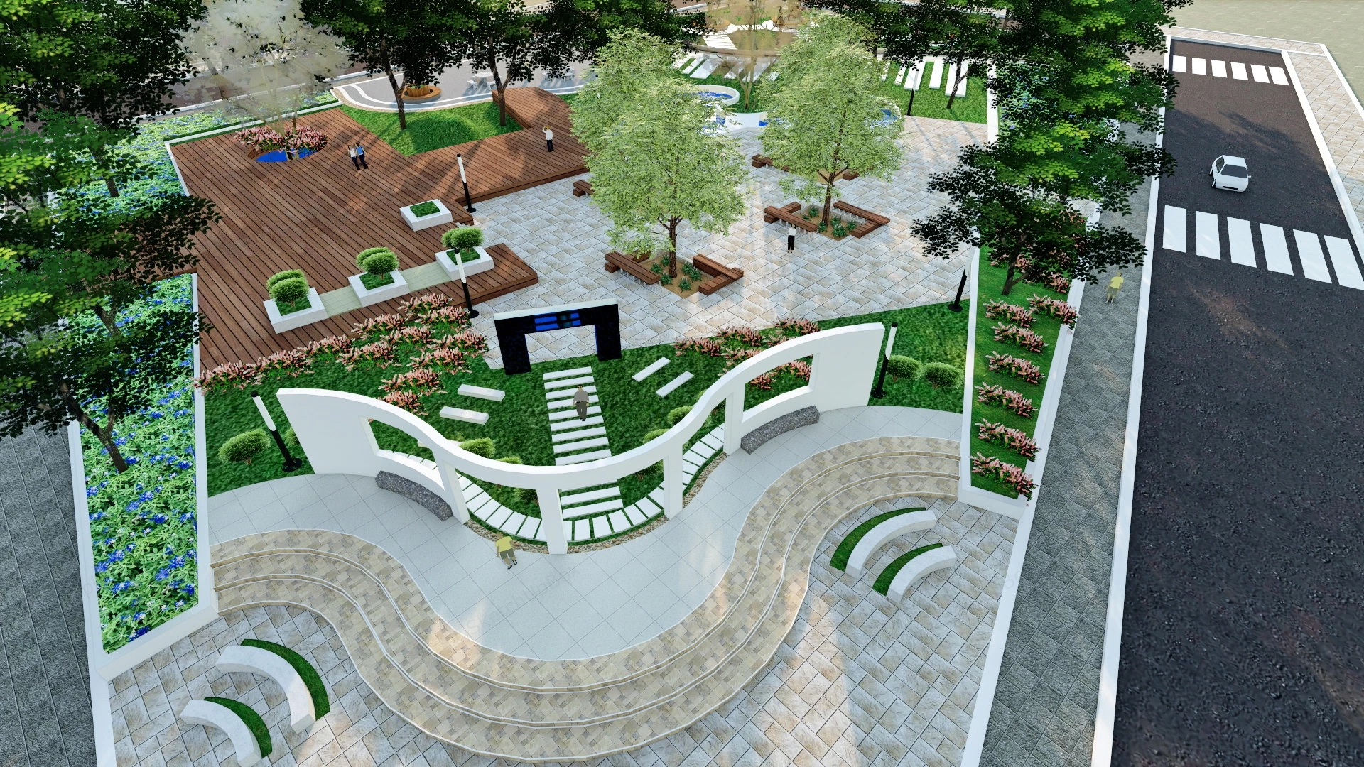 Small Urban Park sketchup model preview - SketchupBox