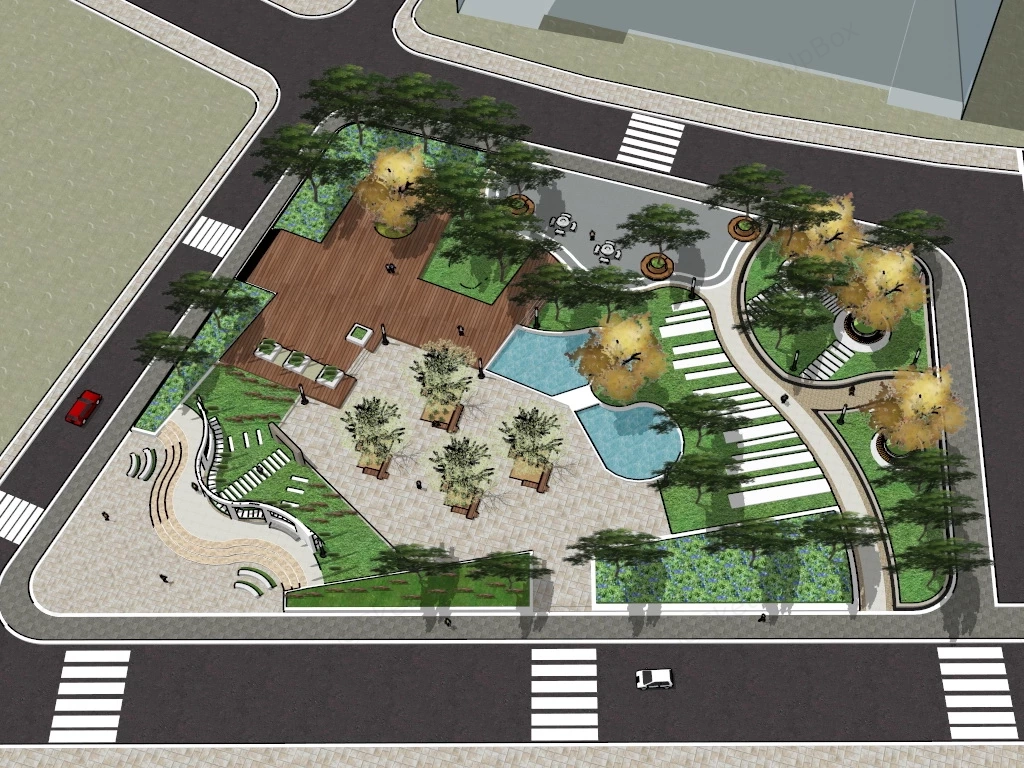 Small Urban Park sketchup model preview - SketchupBox