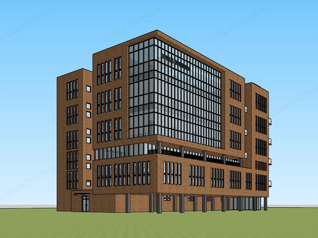 Retro Office Architecture sketchup model preview - SketchupBox
