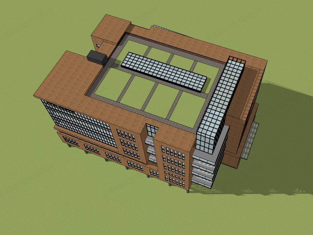 Retro Office Architecture sketchup model preview - SketchupBox