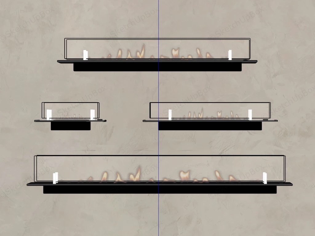 Modern Linear Fireplaces sketchup model preview - SketchupBox