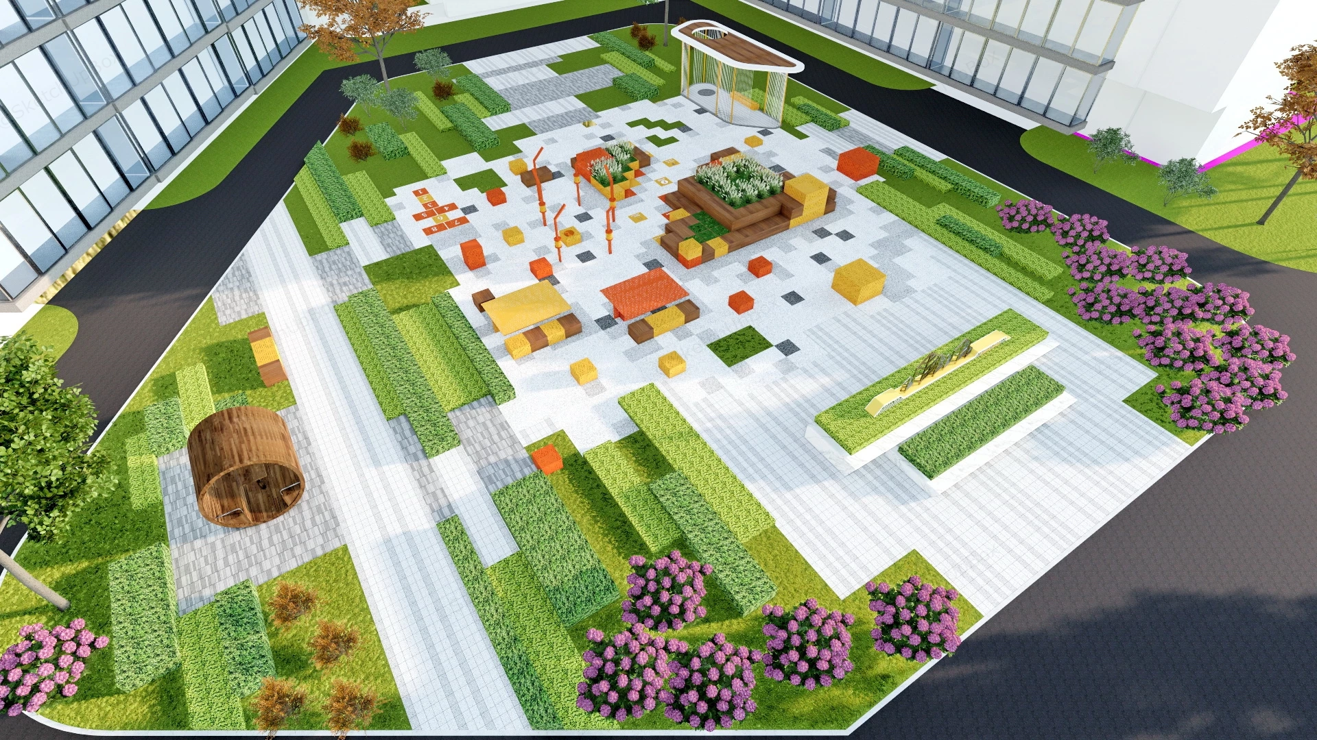 Cube Plaza Park sketchup model preview - SketchupBox