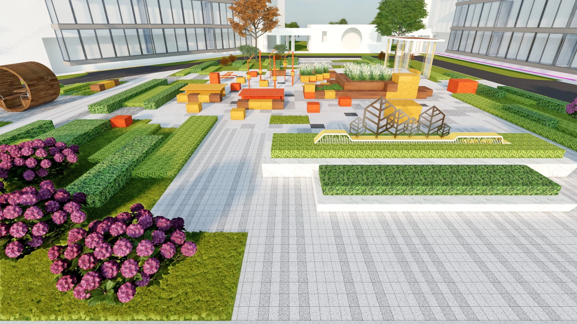 Cube Plaza Park sketchup model preview - SketchupBox