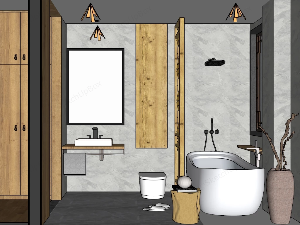 Rustic Bathroom Ideas sketchup model preview - SketchupBox