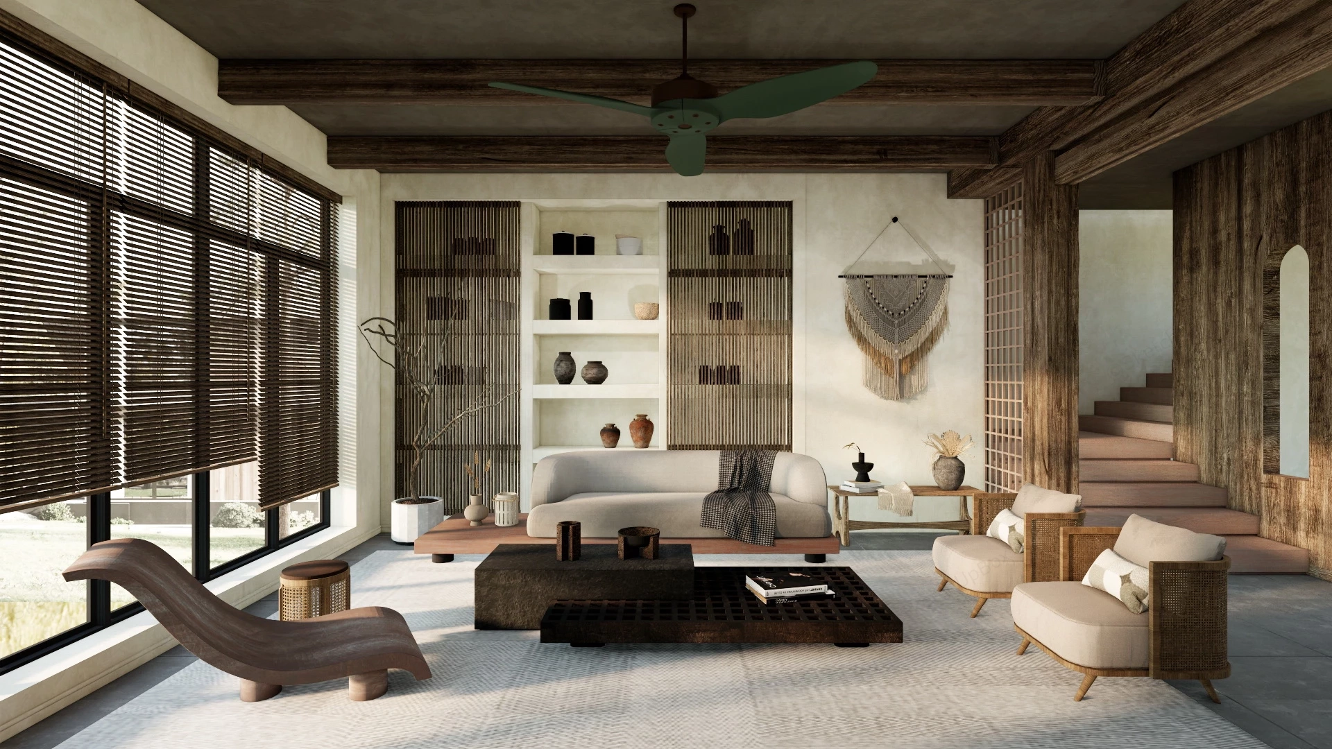 Rustic Wabi Sabi Living Room sketchup model preview - SketchupBox