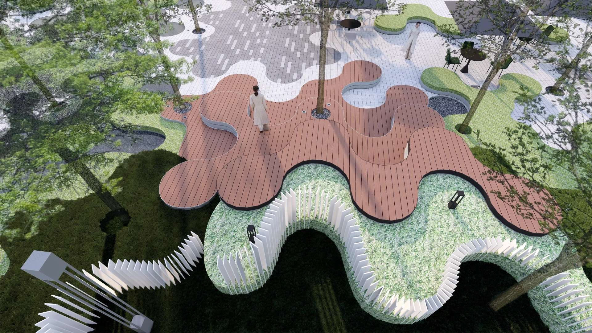 Urban Square Landscape Design sketchup model preview - SketchupBox