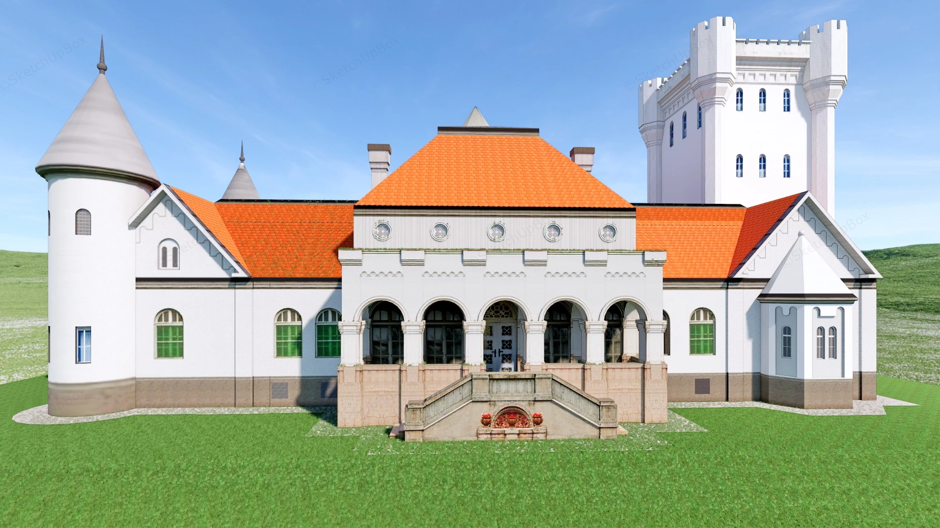 Medieval Manor House sketchup model preview - SketchupBox