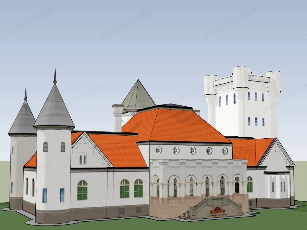 Medieval Manor House sketchup model preview - SketchupBox