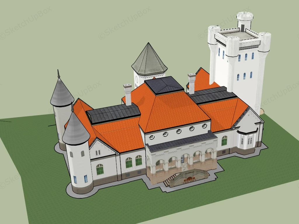 Medieval Manor House sketchup model preview - SketchupBox
