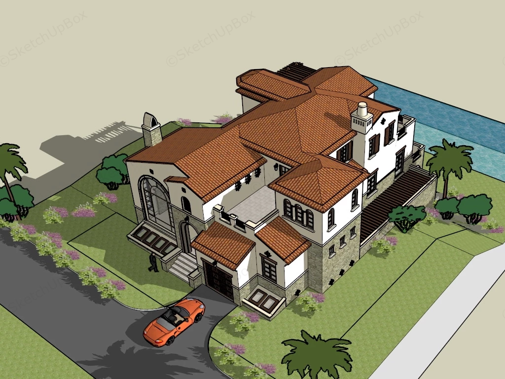 Waterfront Home sketchup model preview - SketchupBox