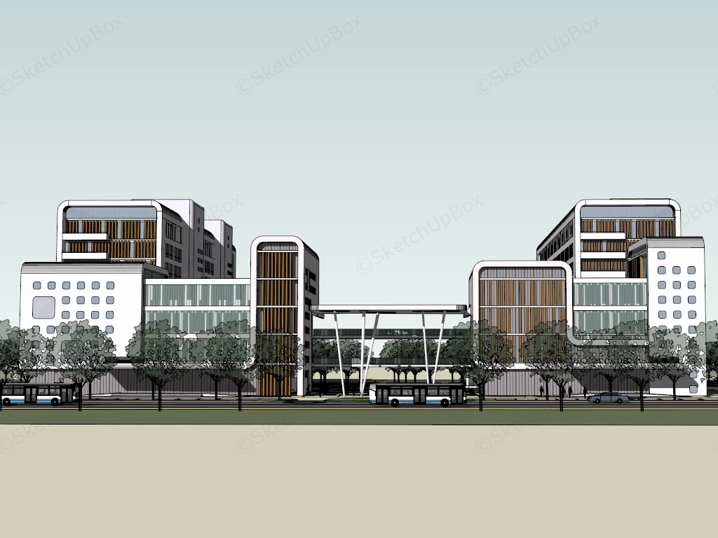 Modern Children’s Hospital sketchup model preview - SketchupBox