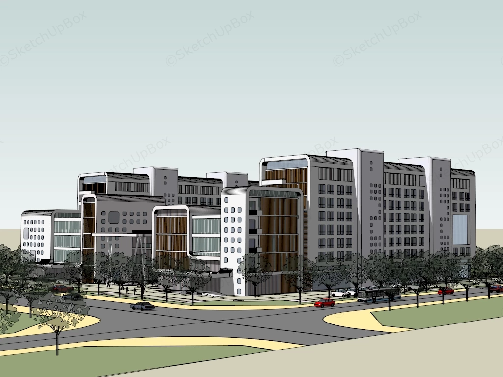 Modern Children’s Hospital sketchup model preview - SketchupBox